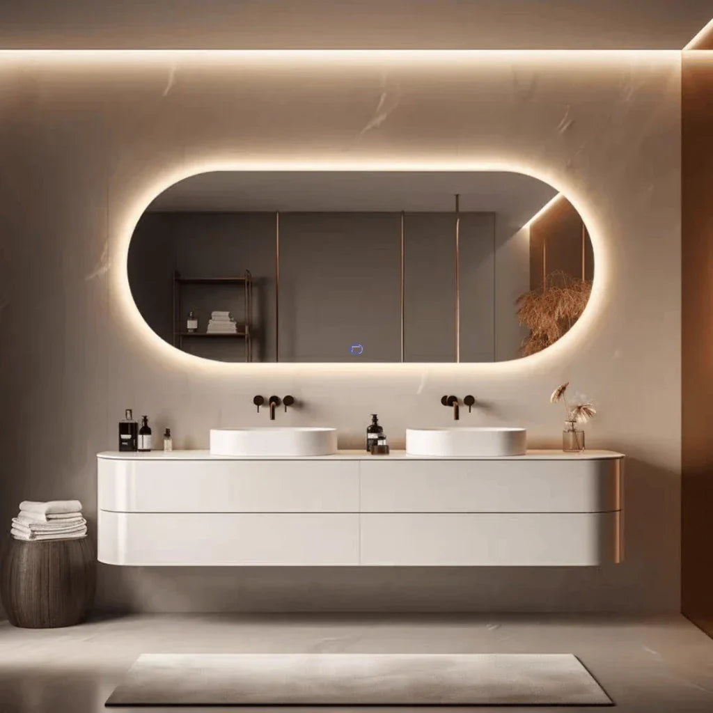Specchio a figura intera con base dritta e LED Touch Warm/Cool, 150 x 40 cm e 110 x 50 cm – Lucido – Offerta
