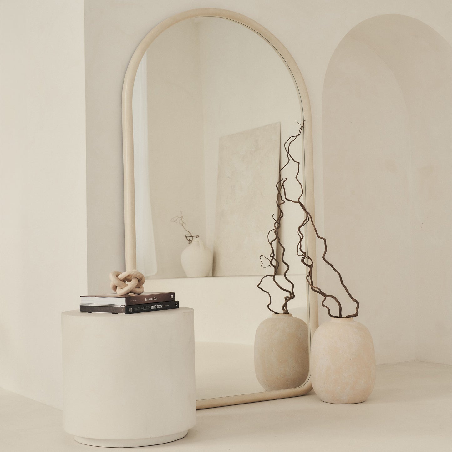 Elis – Specchio in cemento extra grande, a tutta altezza, con arco, 190 cm x 100 cm