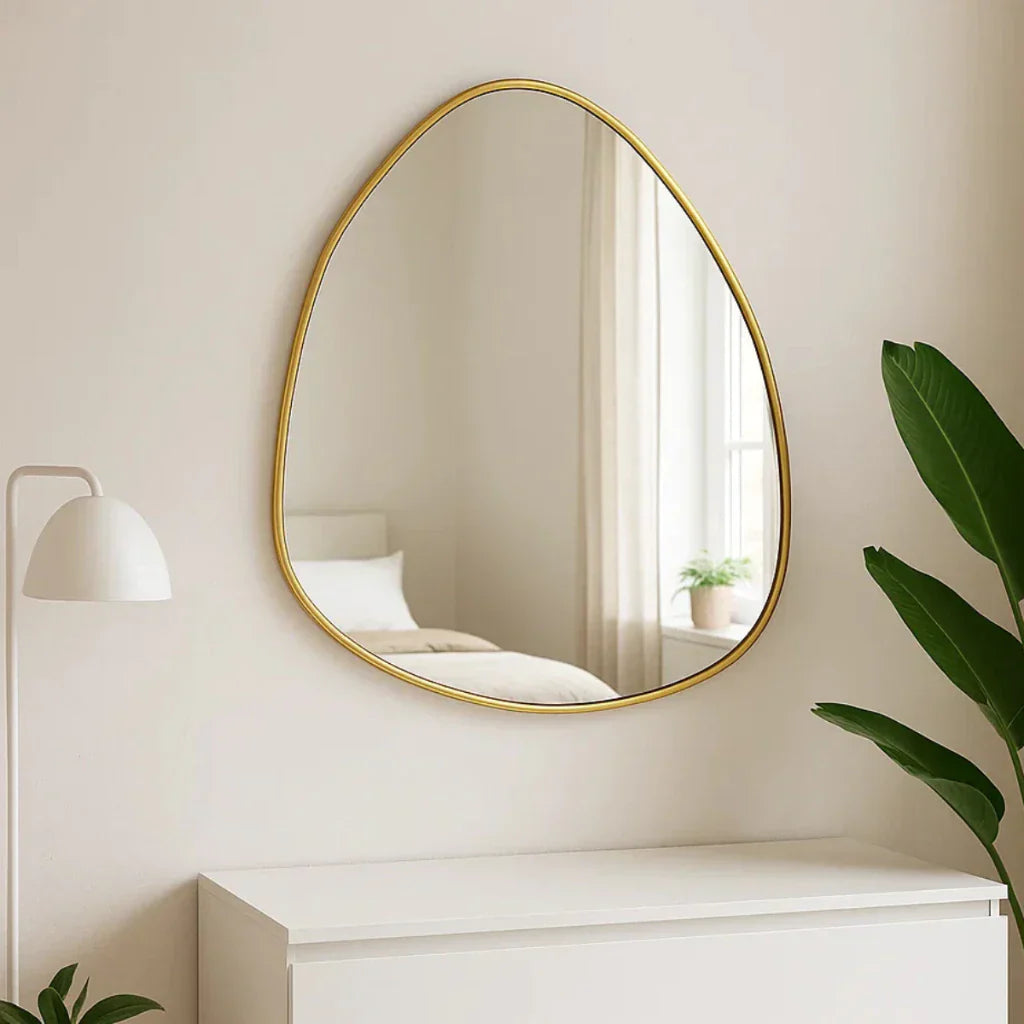 Specchio organico con cornice in alluminio, 90 x 80 cm – Rimanenze