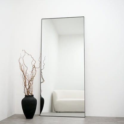 Xavril – Grande specchio a figura intera rettangolare in metallo nero, 179 cm x 80 cm