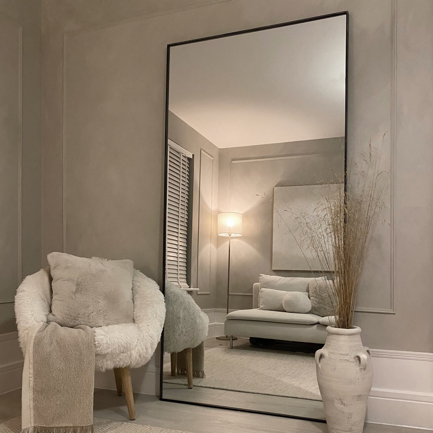 Xavril – Specchio a figura intera in metallo, extra grande, nero, 200 cm x 100 cm