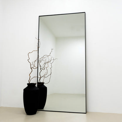 Xavril – Specchio a figura intera in metallo, extra grande, nero, 200 cm x 100 cm